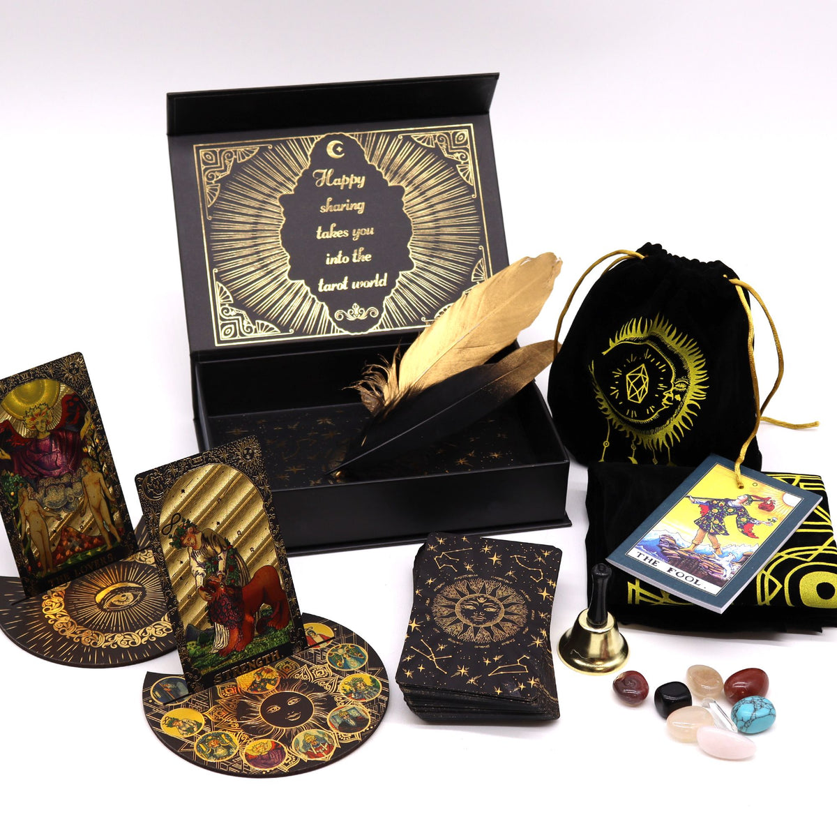 Tarot de lámina dorada · Que empiece la magia · Set de regalo