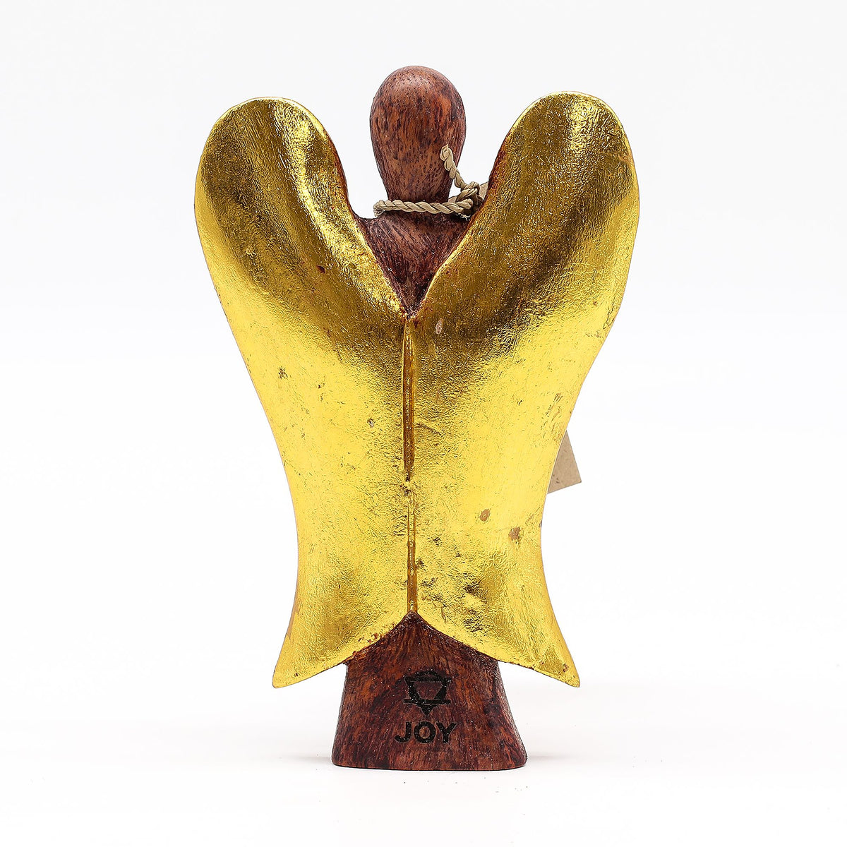 Ángel de madera de suar · Felicidad · 15 cm