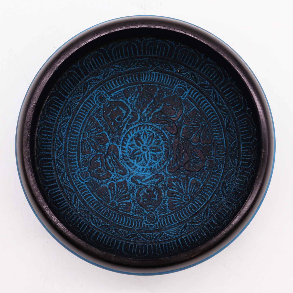 Cuenco tibetano Cinco budas · Azul, 16 cm