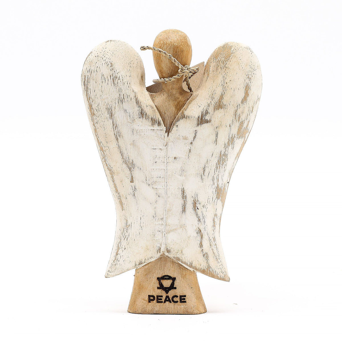 Ángel de madera de suar · Paz · 15 cm