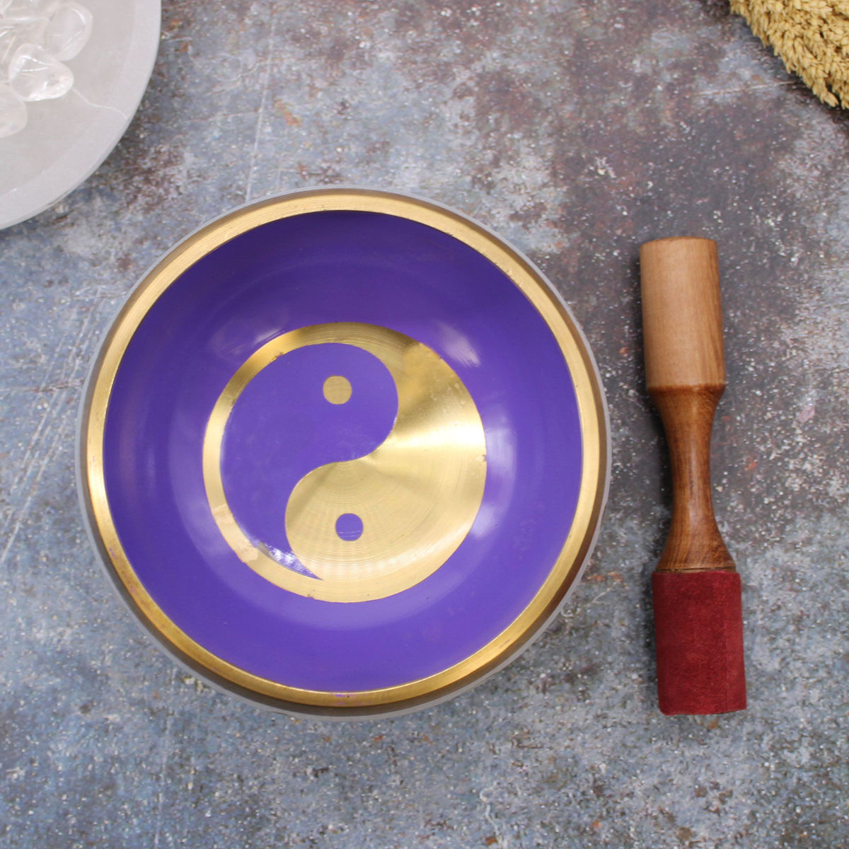 Cuenco tibetano con cojín y maza · Yin yang, 14 cm