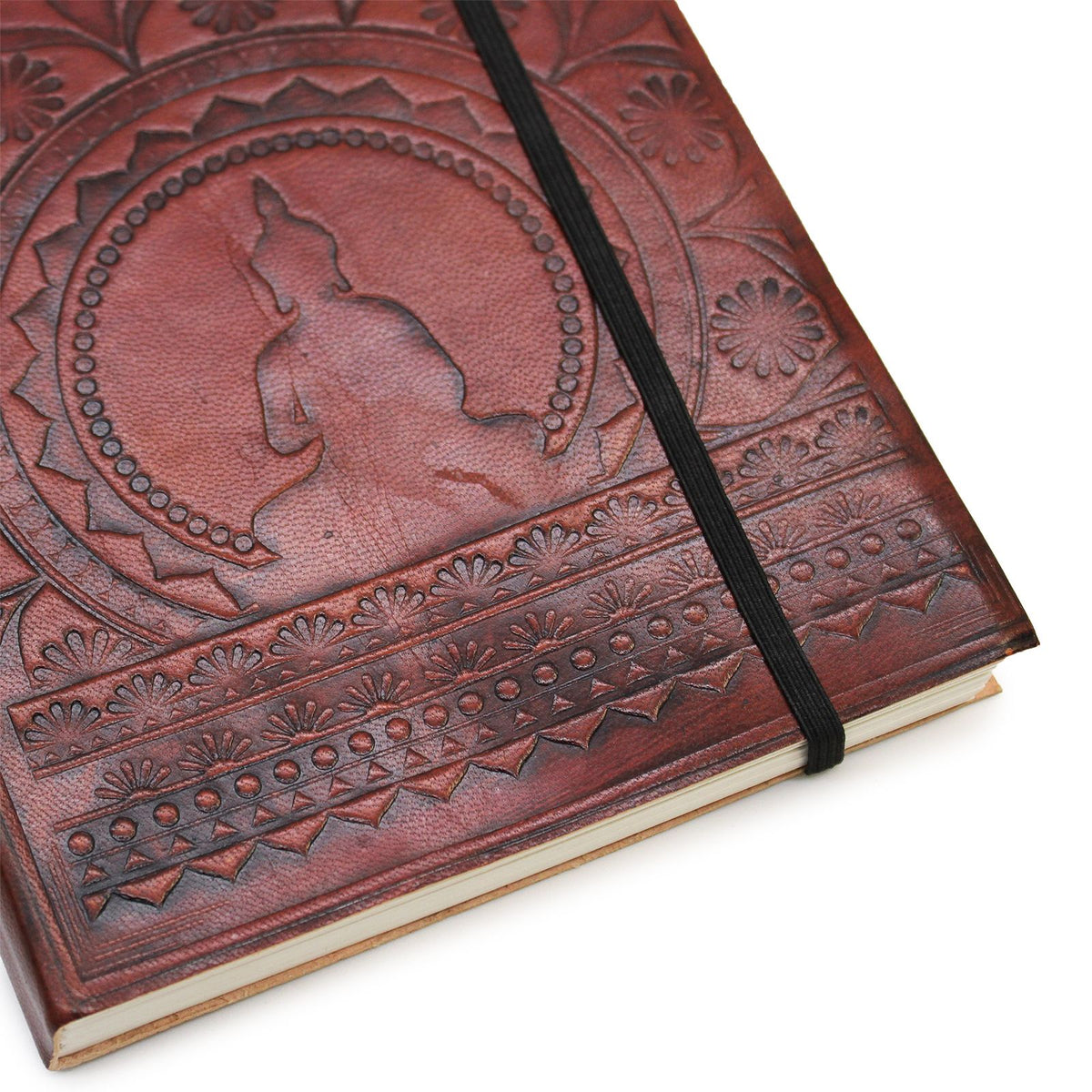 Cuaderno de cuero con cierre elástico · Mandala tibetano