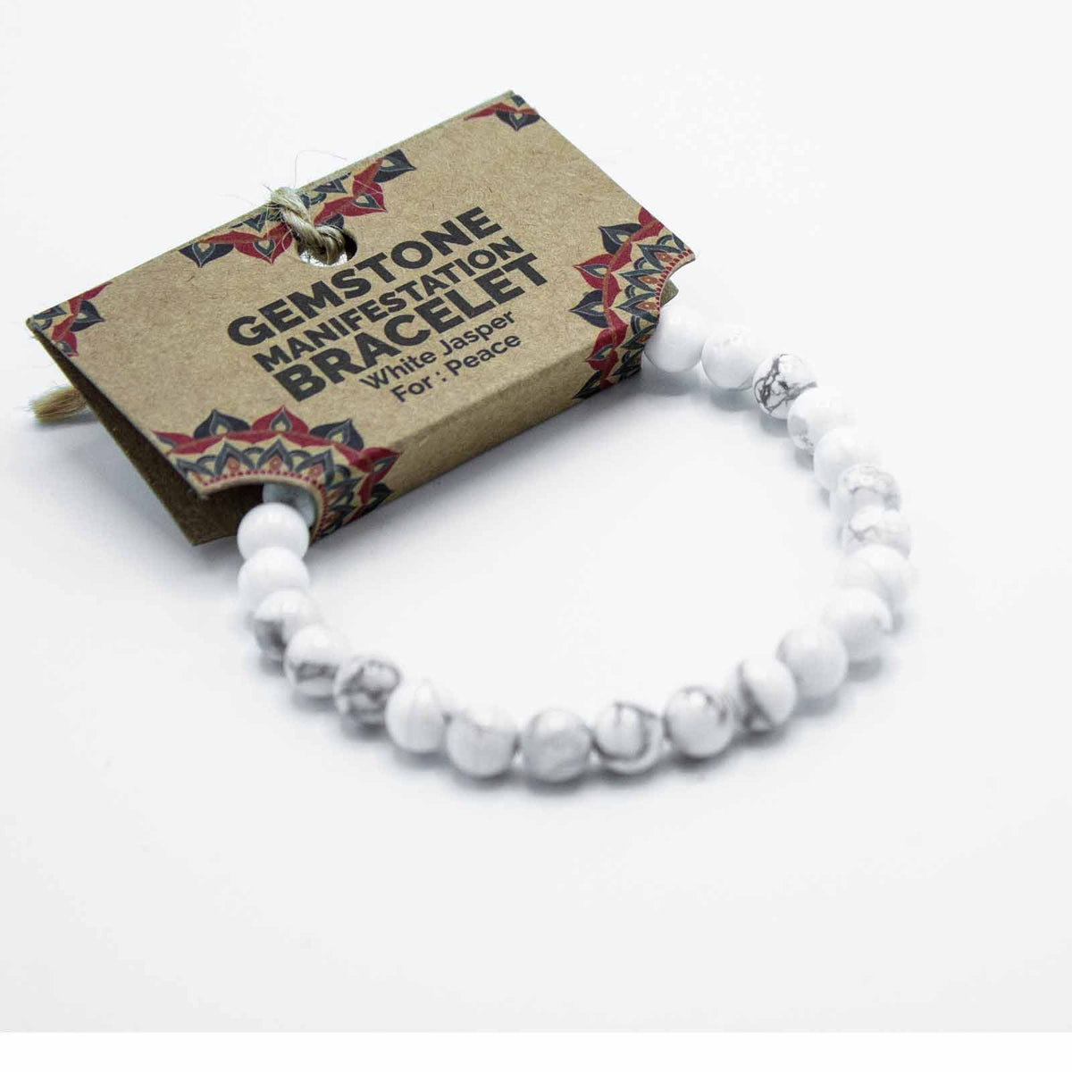 Pulsera de intención de jaspe blanco · Paz