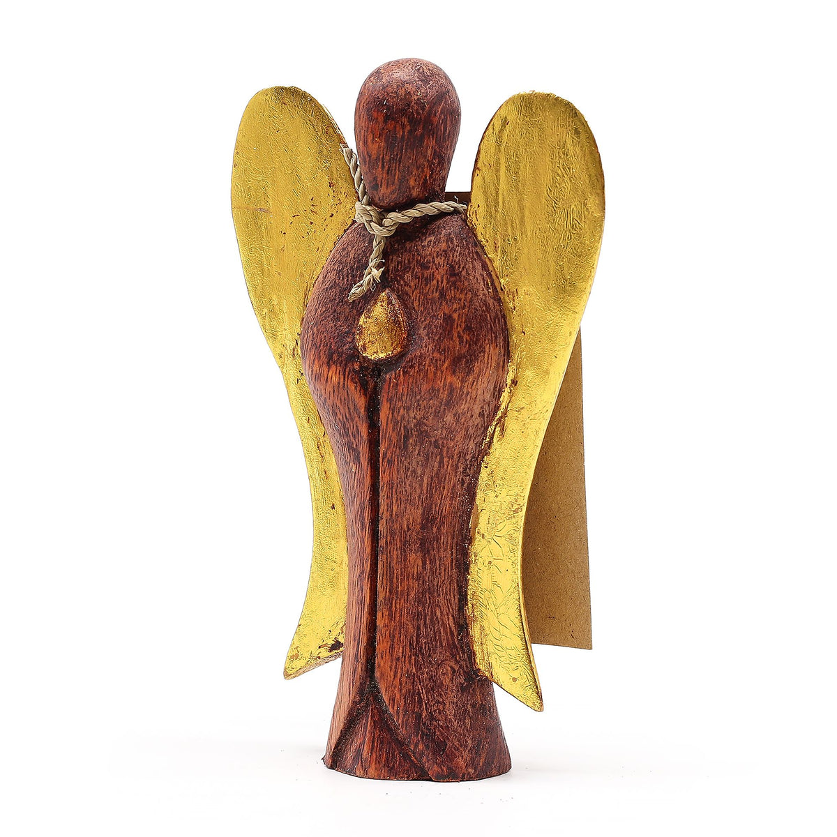 Ángel de madera de suar · Felicidad · 15 cm