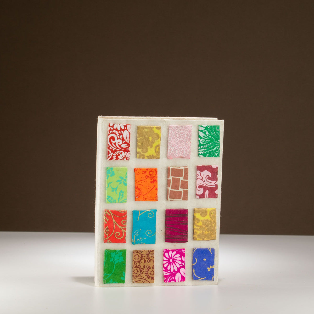 Cuaderno de papel lokta · Mini azulejos natural · 15 × 12 cm