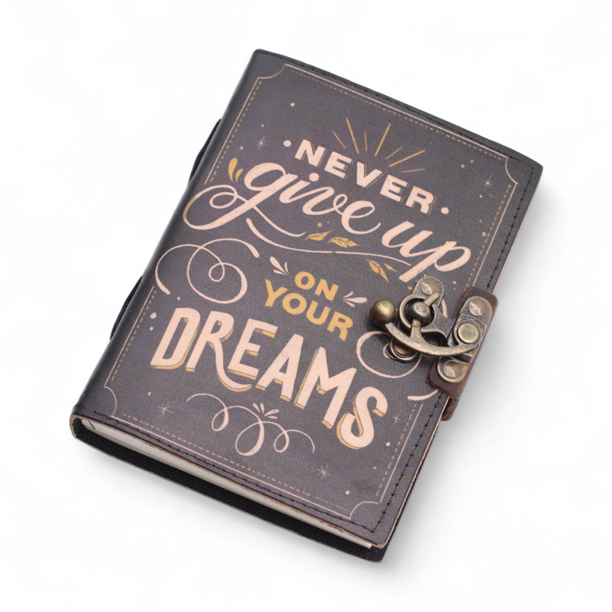 Cuaderno de cuero estampado · Persigue tus sueños
