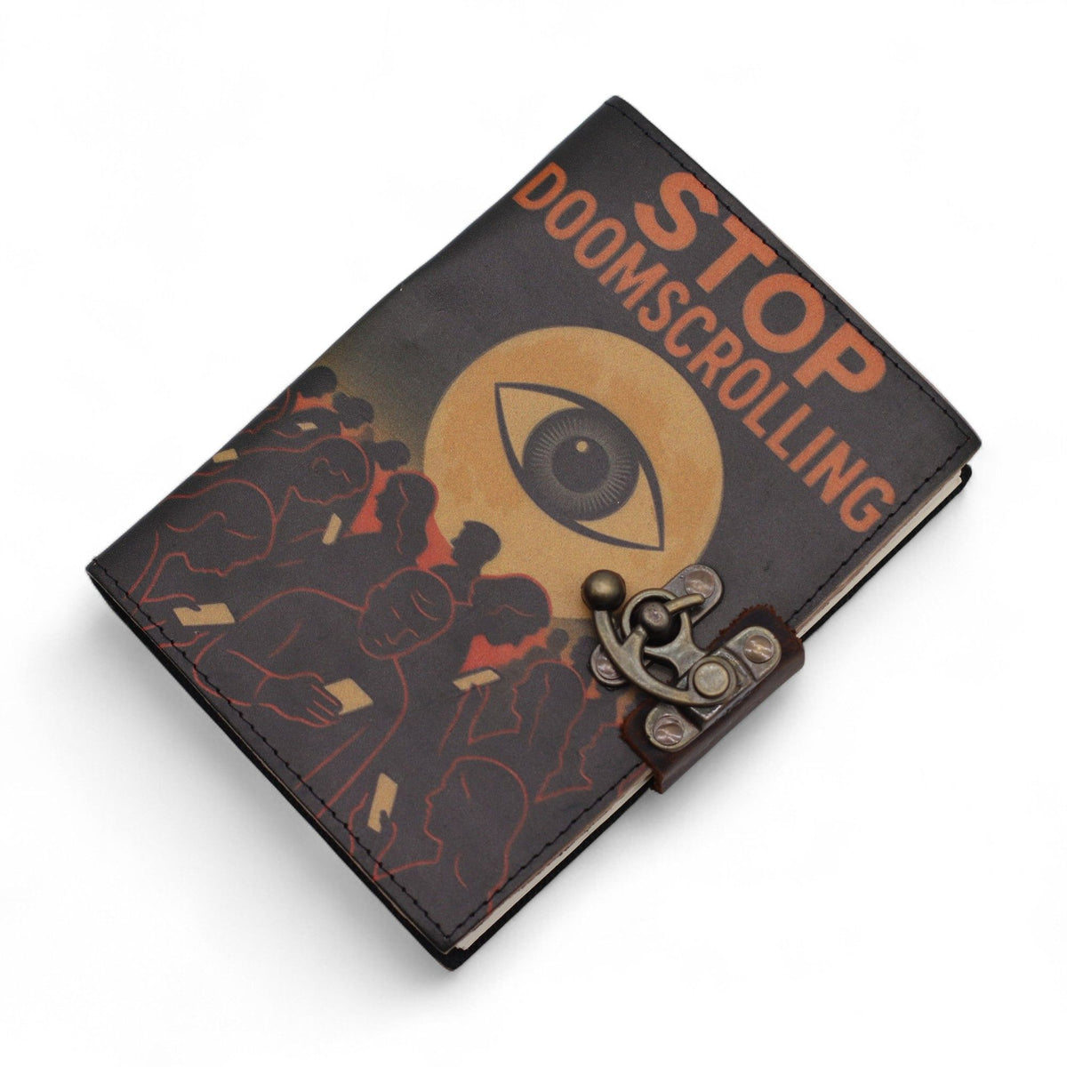 Cuaderno impreso en cuero – Detén el doomscrolling