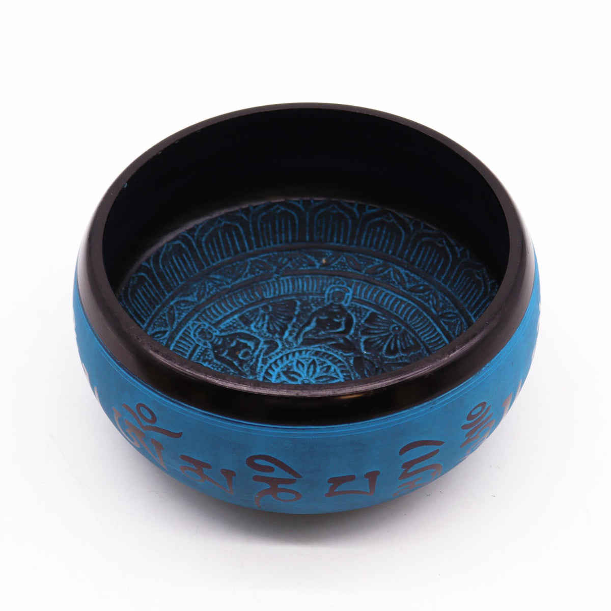 Cuenco tibetano Cinco budas · Azul, 16 cm