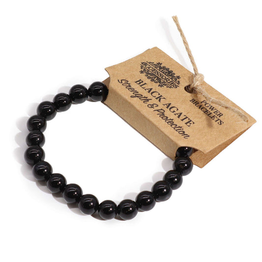 Pulsera de ágata negra · Cuentas de 8 mm