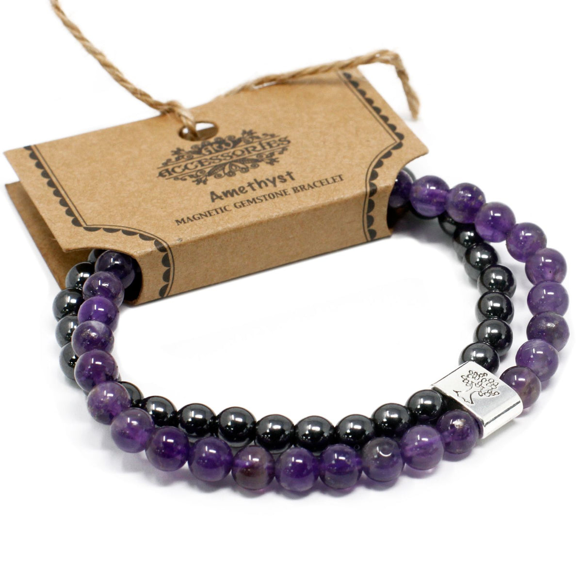 Pulsera de amatista con cuentas magnéticas
