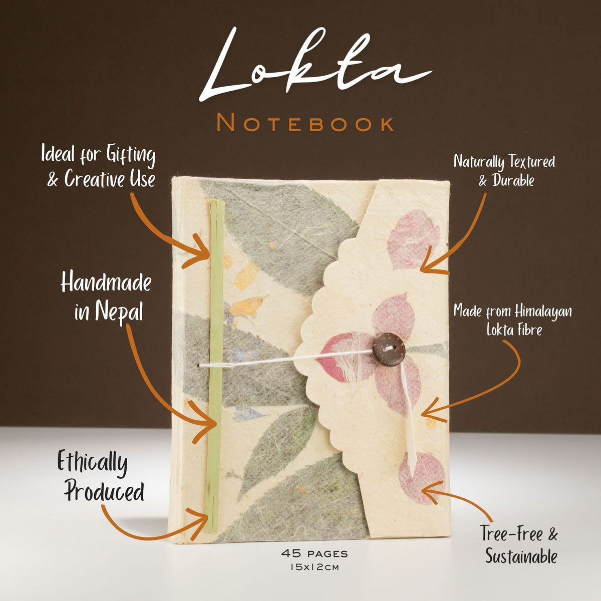 Cuaderno de papel lokta · Buganvilla · 15 × 12 cm