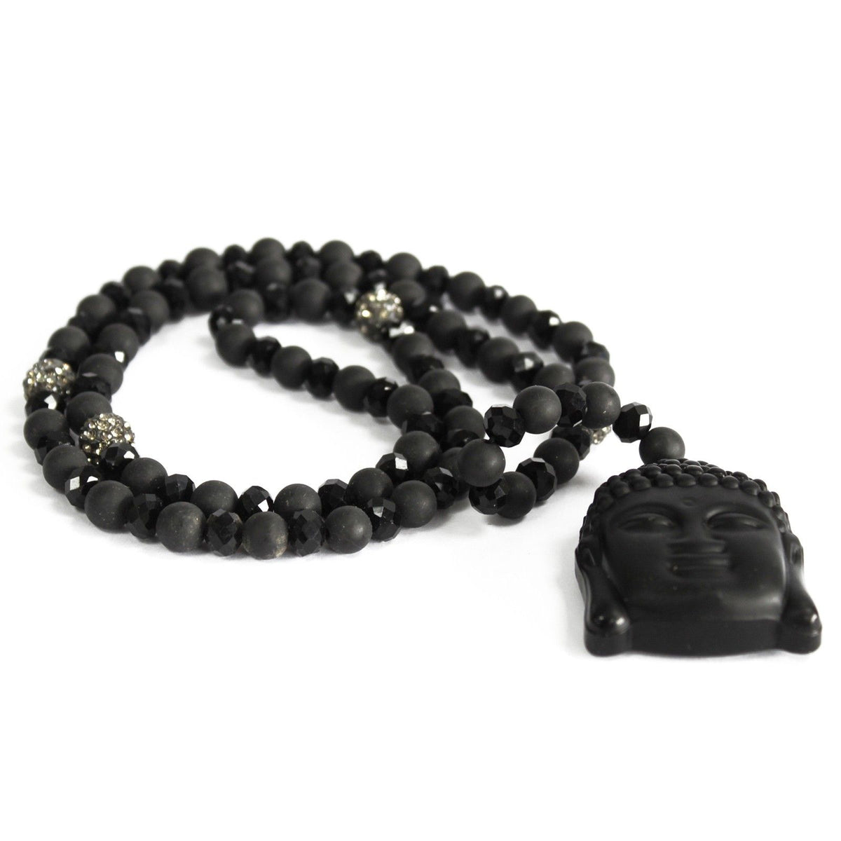 Collar de piedra negra con buda