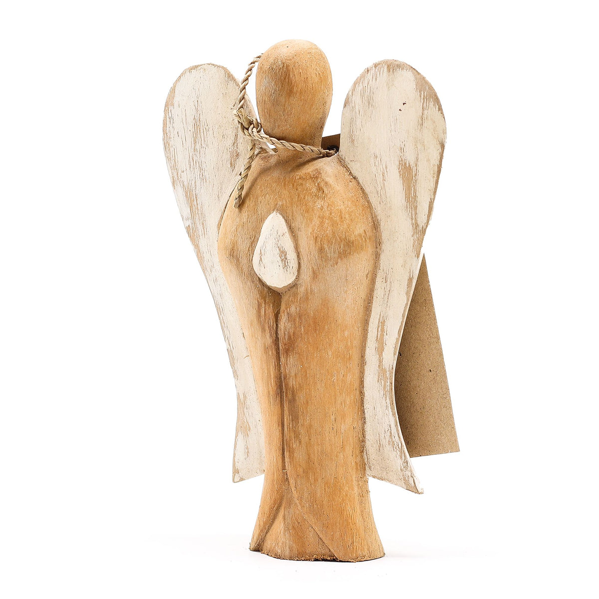 Ángel de madera de suar · Paz · 15 cm