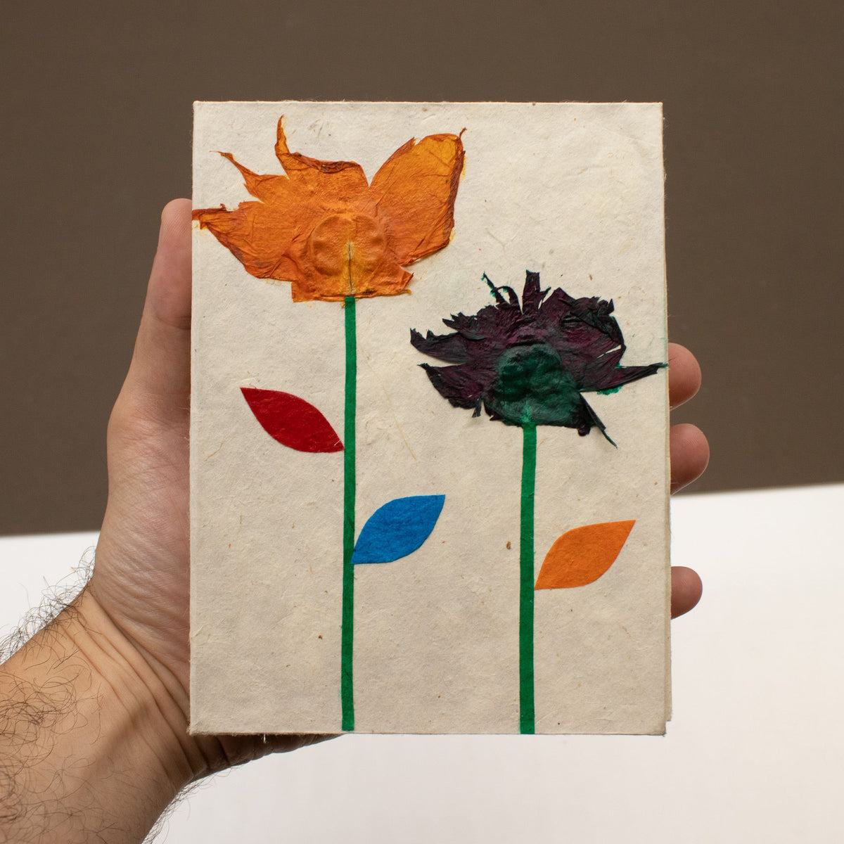 Cuaderno de papel lokta · Flores del Himalaya · 15 × 12 cm