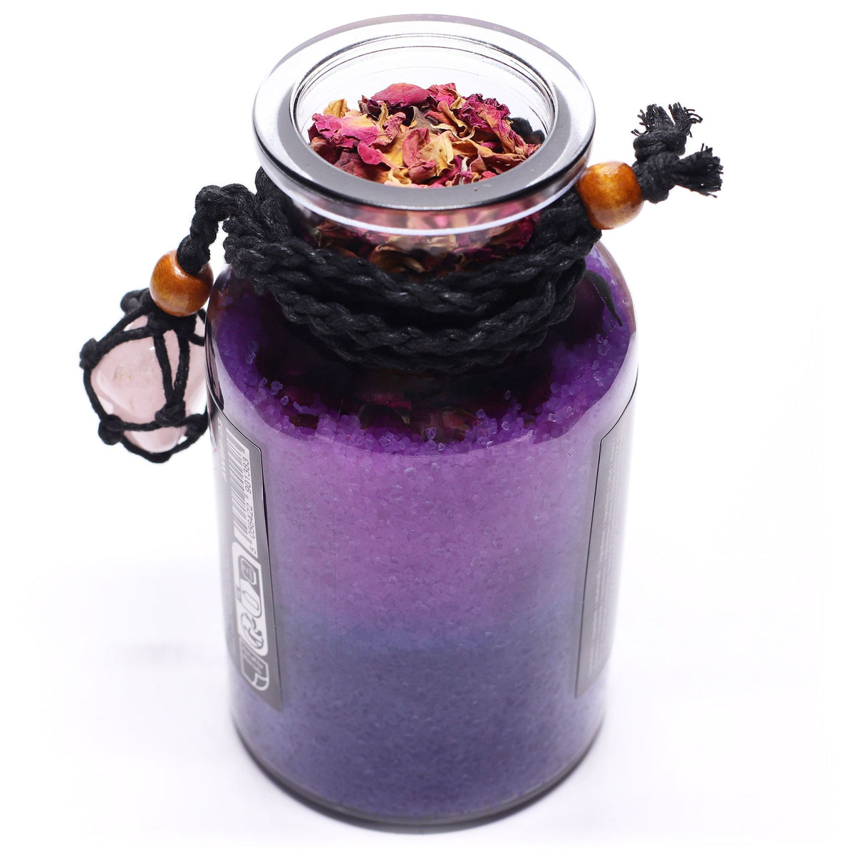 Poción de baño de bruja antigua con amuleto de cuarzo rosa · Amor