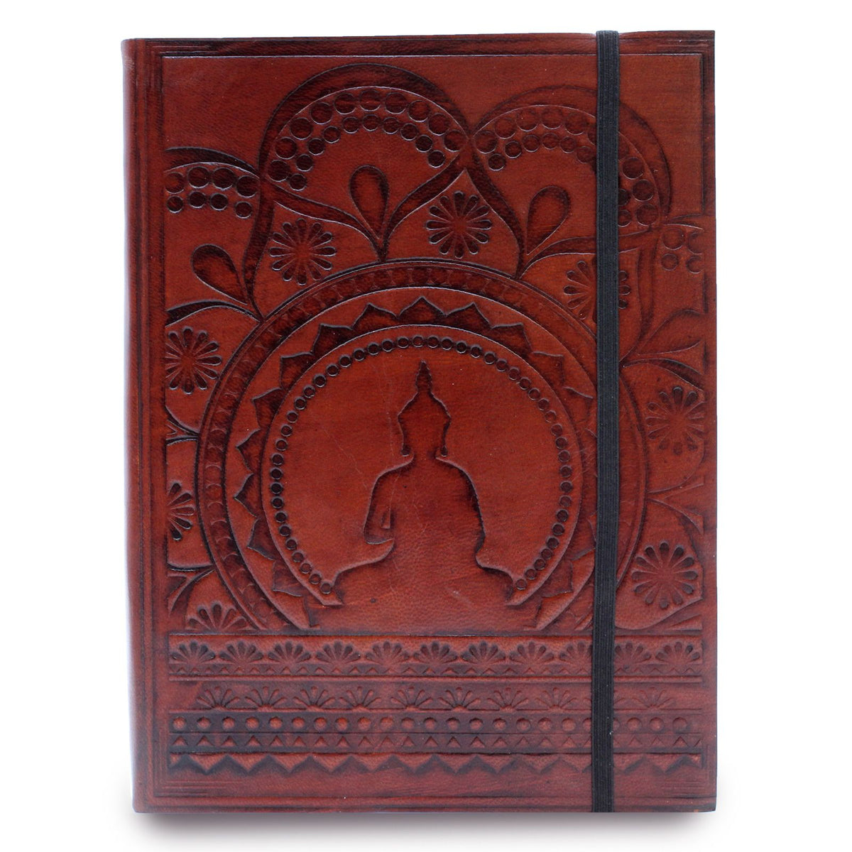 Cuaderno de cuero con cierre elástico · Mandala tibetano