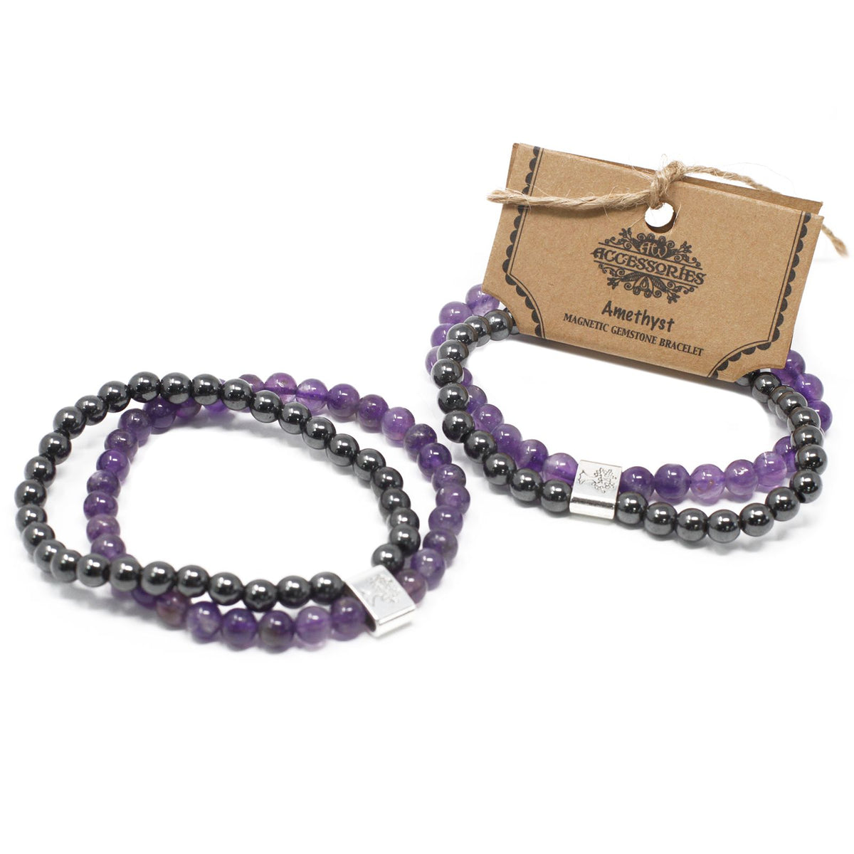 Pulsera de amatista con cuentas magnéticas