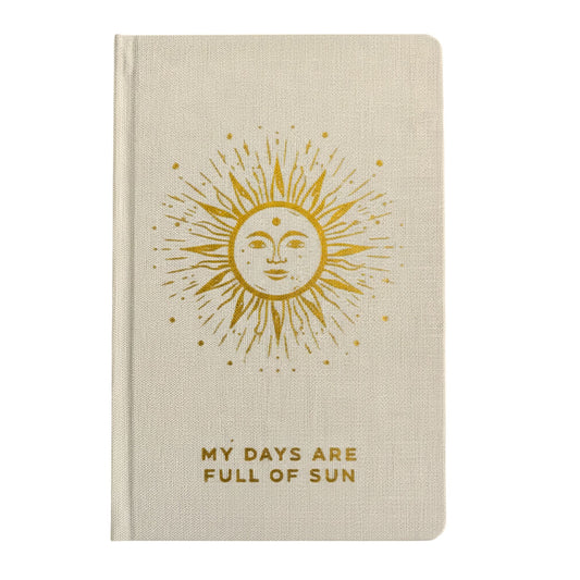 Diario de gratitud marfil con ribete dorado · Mis días llenos de sol · 120 páginas