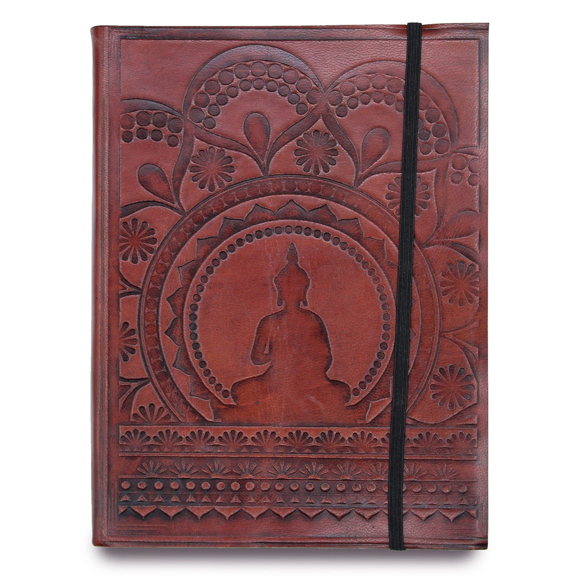 Cuaderno de cuero con cierre elástico · Mandala tibetano