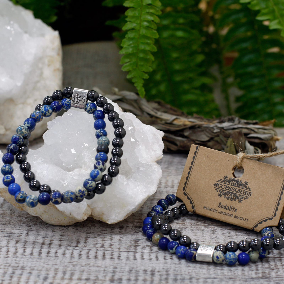 Pulsera de sodalita con cuentas magnéticas