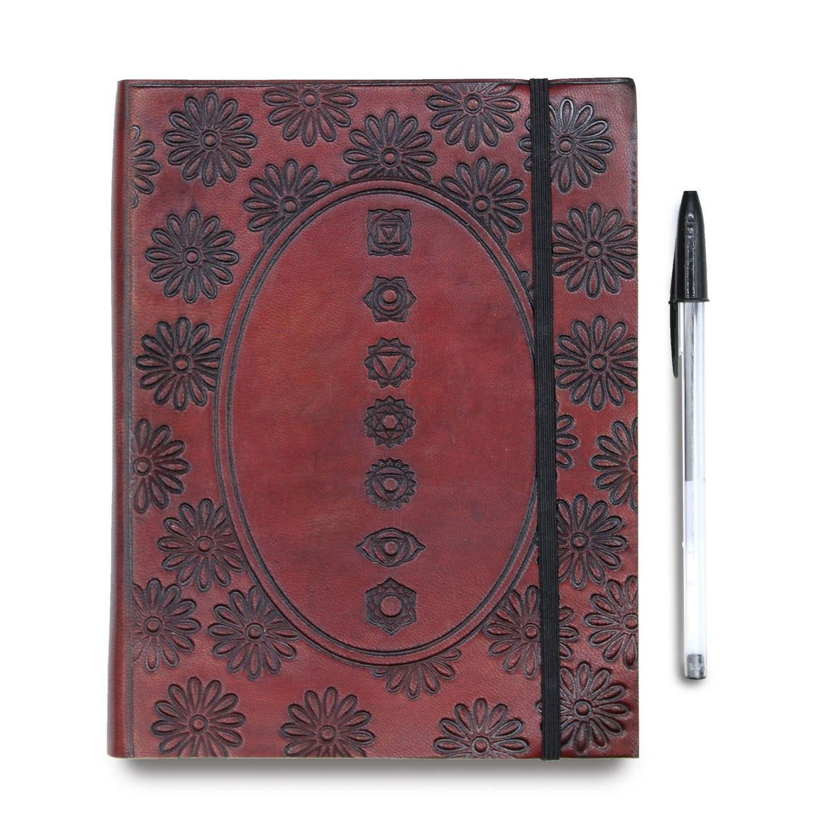Cuaderno de cuero con cierre elástico · Mandala de los chakras