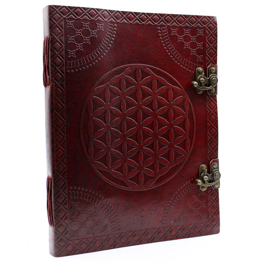 Cuaderno grande de cuero · Flor de la vida