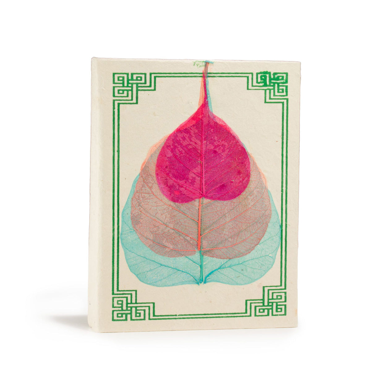 Cuaderno de papel lokta · Hojas de bodhi · 15 × 12 cm