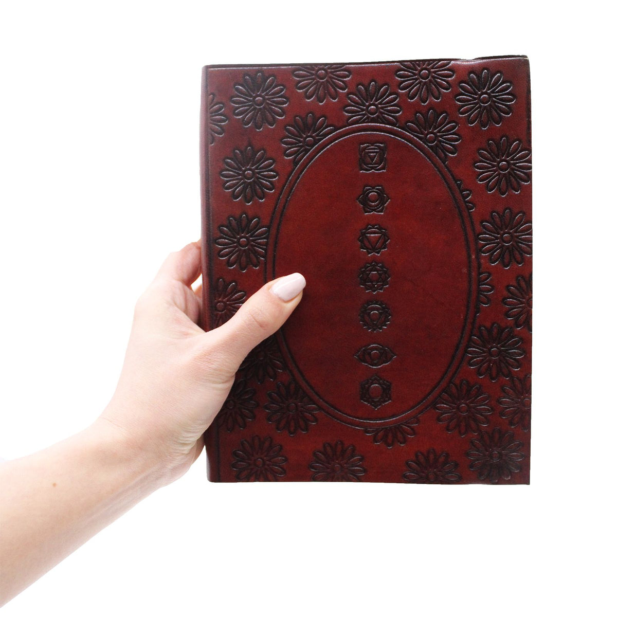 Cuaderno de cuero con cierre elástico · Mandala de los chakras