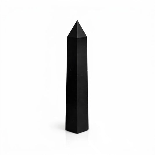 Obelisco de turmalina negra · 17 cm