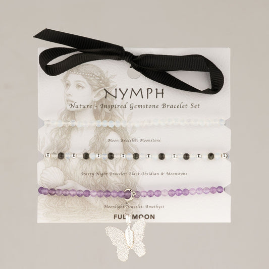 Conjunto de pulseras con piedras preciosas de ninfa espiritual - Luna llena