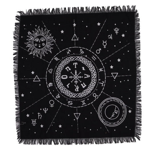 Mantel de altar con flecos · Carta lunar y solar