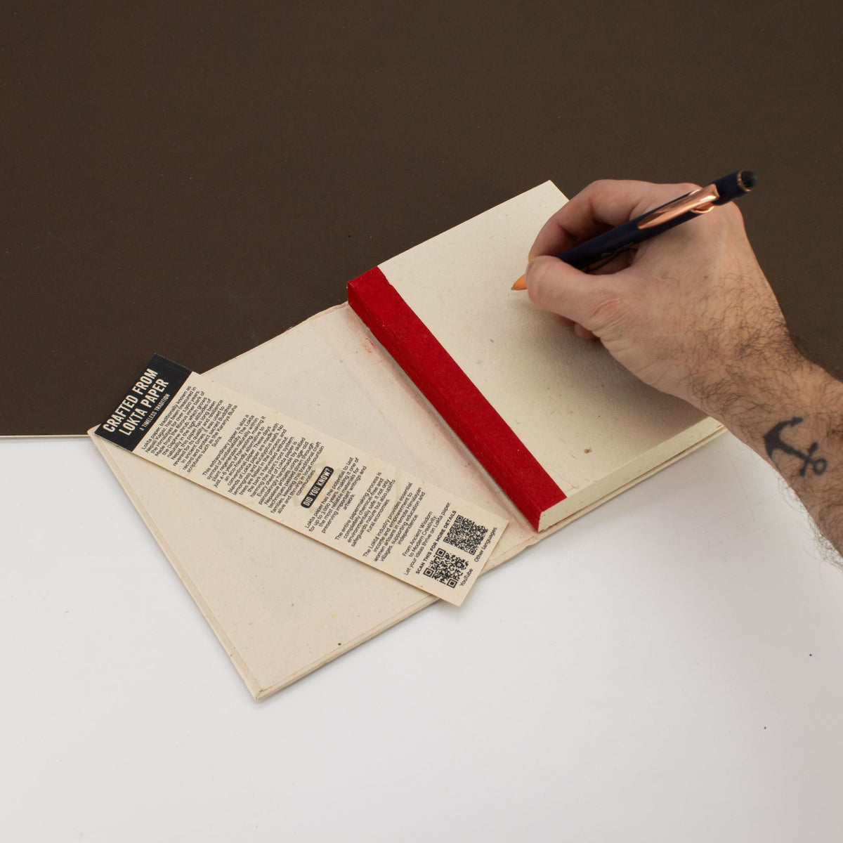 Cuaderno de papel lokta · Hojas de bodhi · 15 × 12 cm
