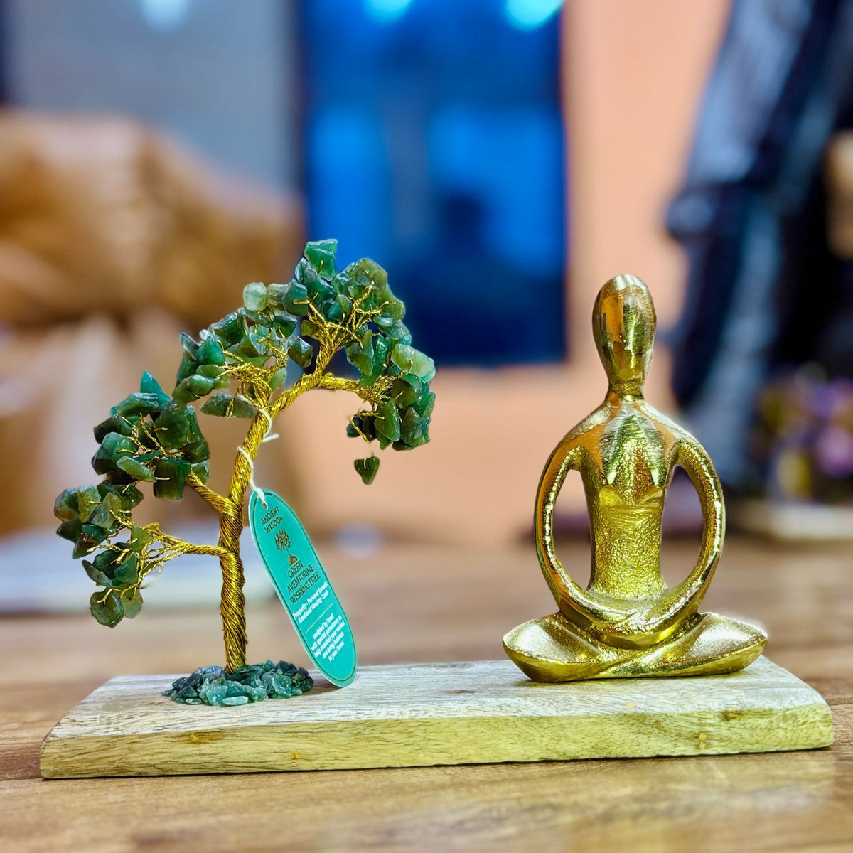 Árbol de aventurina con figura de yoga · Postura del loto