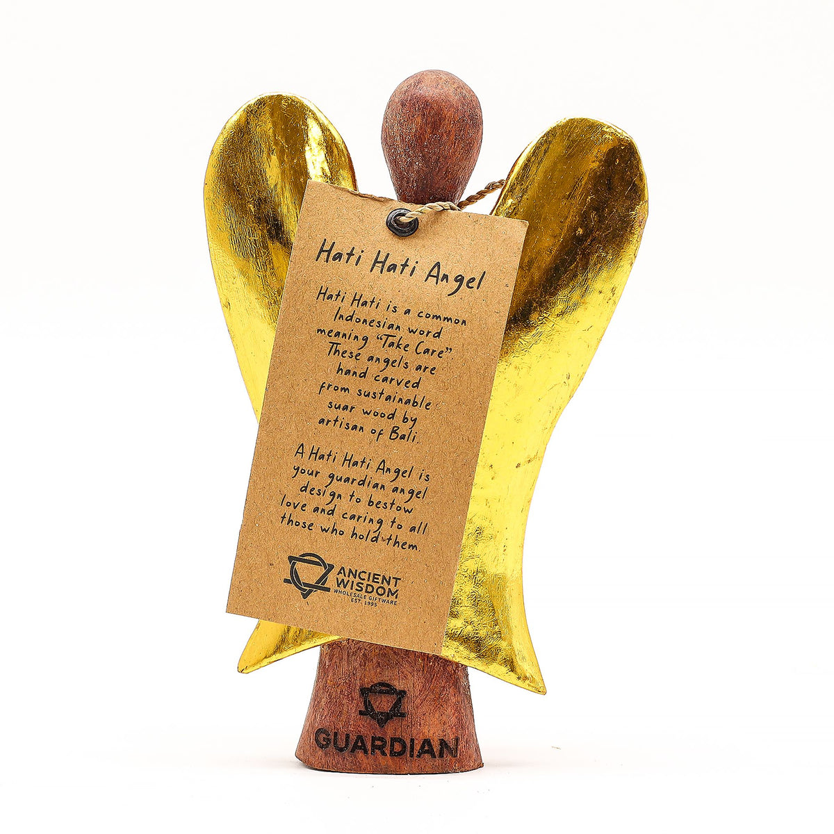 Ángel de madera de suar · Ángel de la guarda · 15 cm