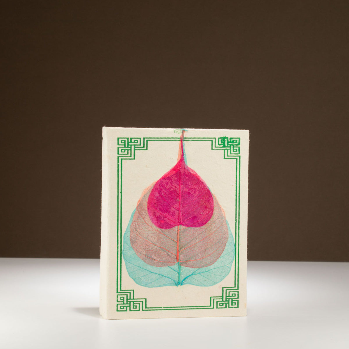 Cuaderno de papel lokta · Hojas de bodhi · 15 × 12 cm