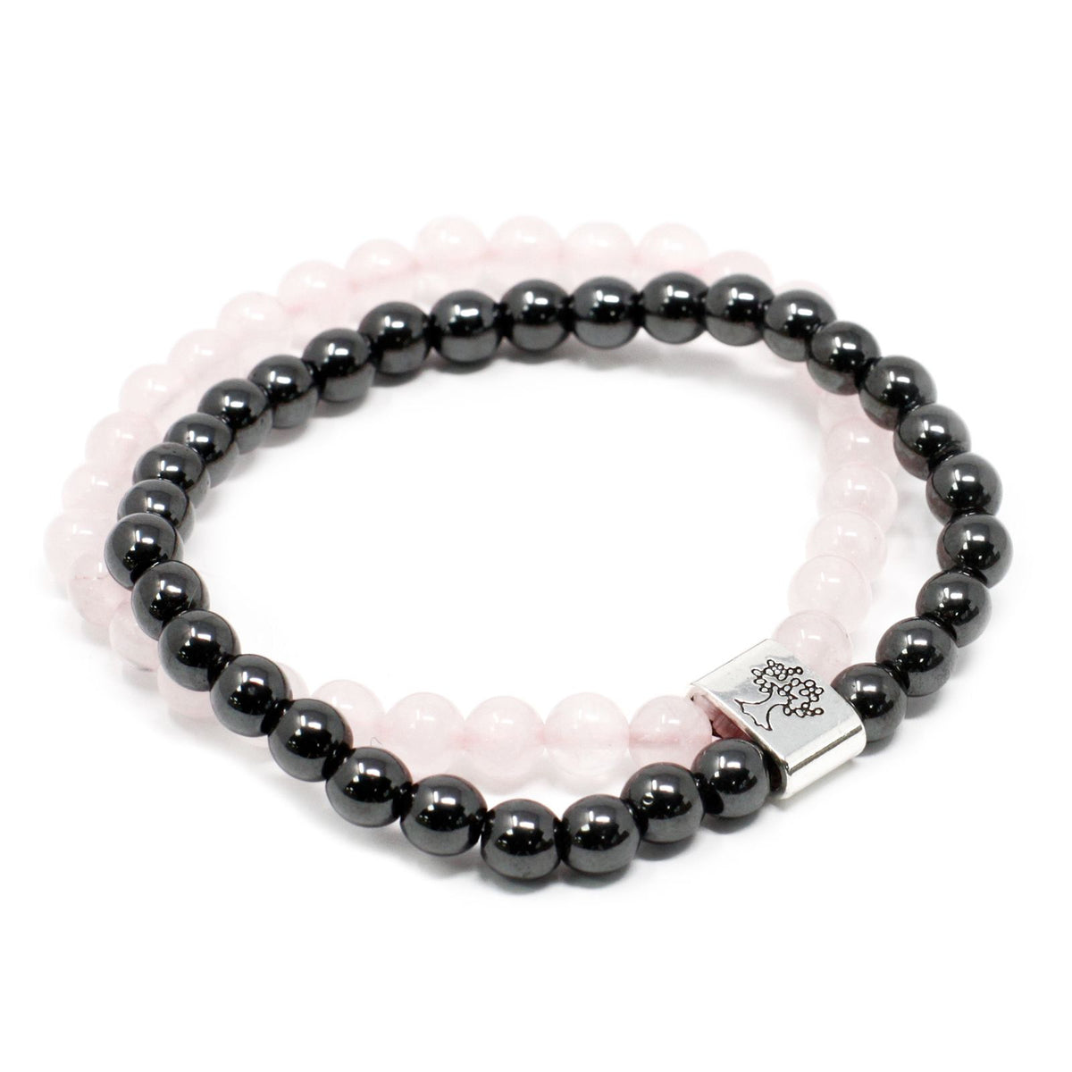 Pulsera de cuarzo rosa con cuentas magnéticas