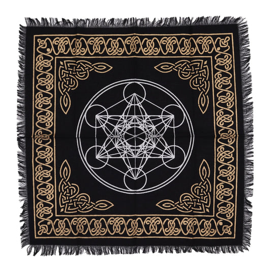 Mantel de altar con flecos · Mapa de los chakras