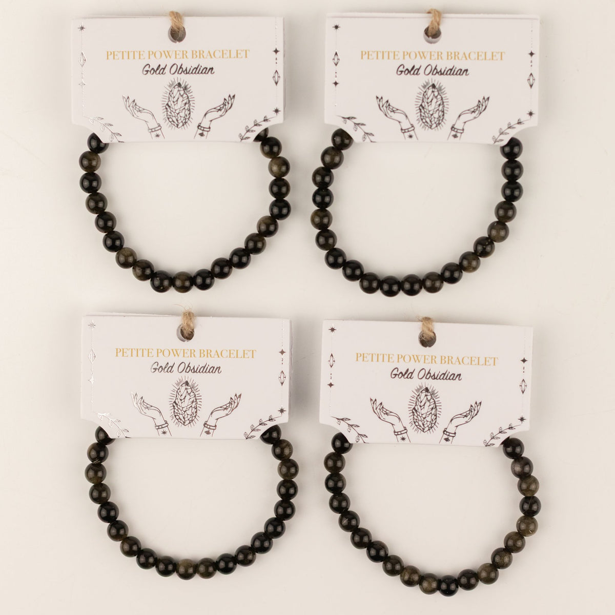 Pulsera de Poder Pequeña (17 cm x 6 mm) - Obsidiana Dorada