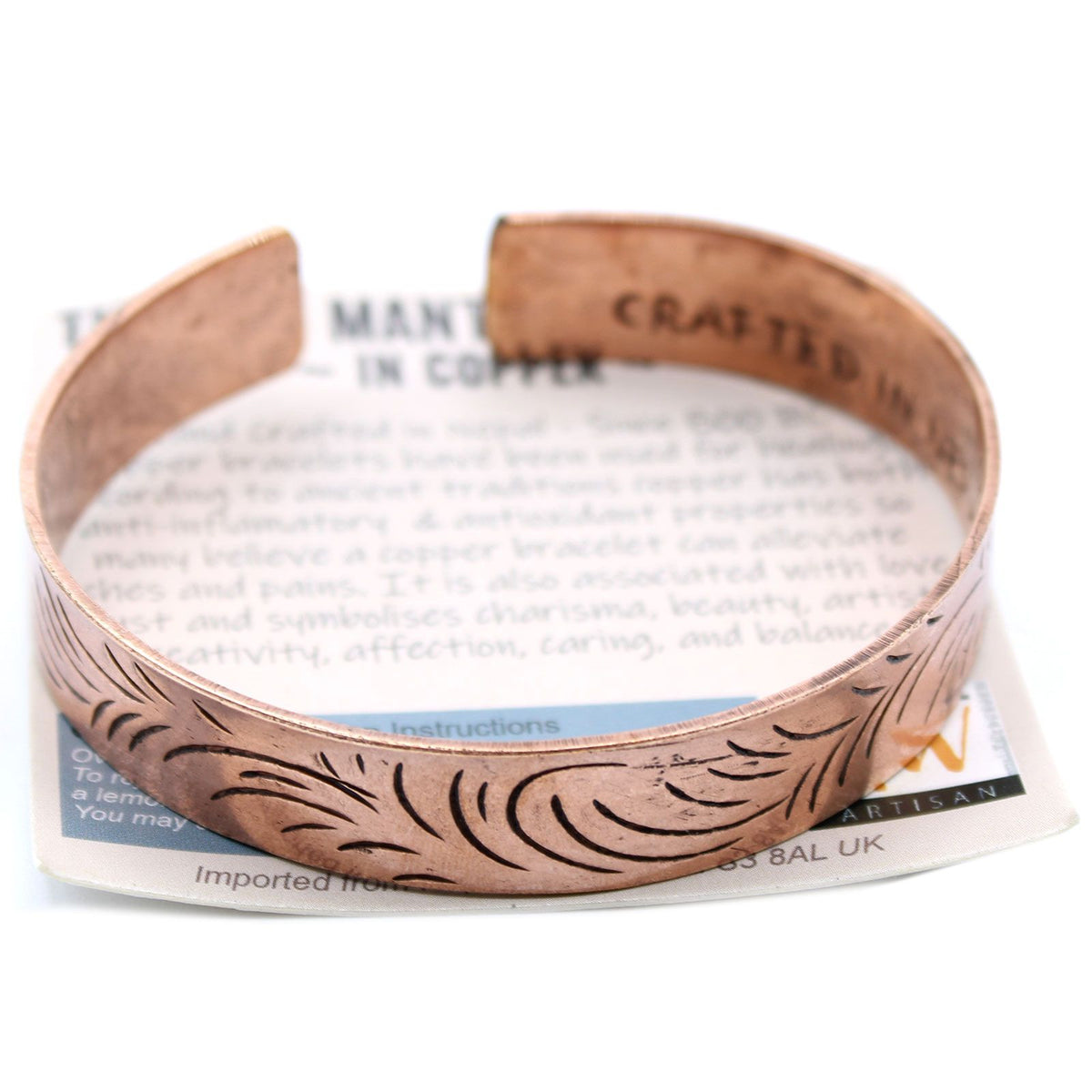 Pulsera tibetana de cobre · Remolinos tribales anchos