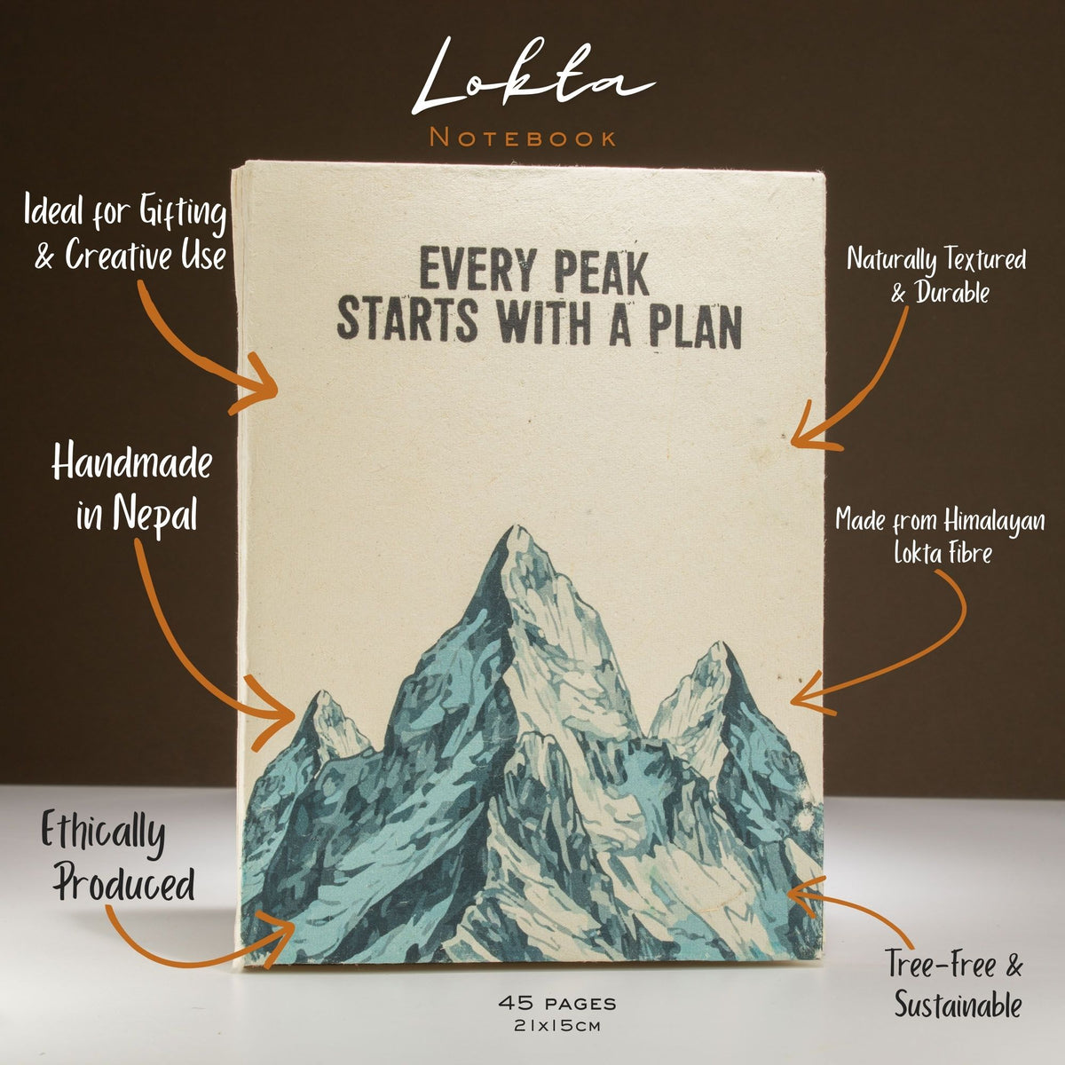 Cuaderno de papel lokta · Every Peak · 21 × 15 cm