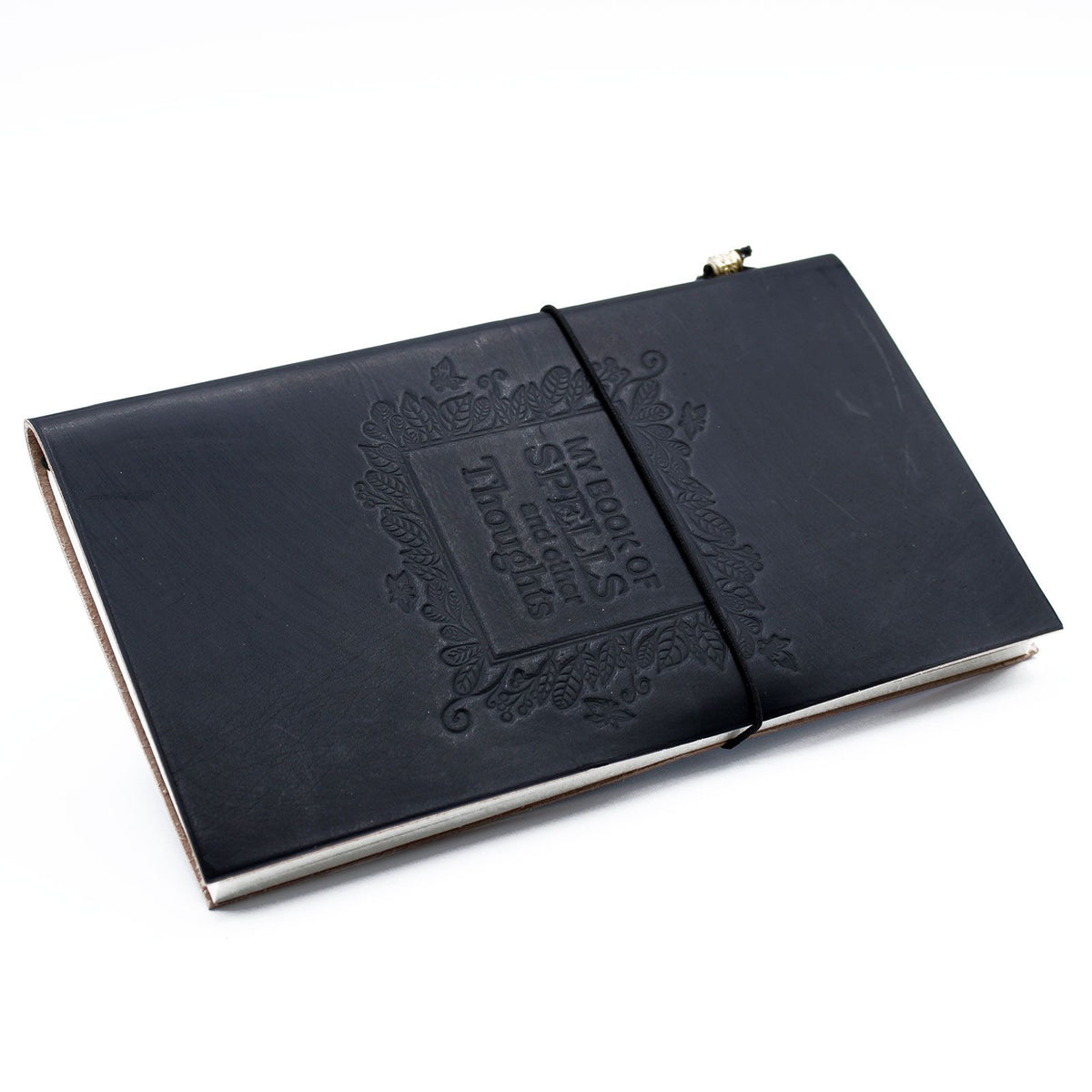 Diario de cuero hecho a mano · My Book of Spells and Other Thoughts · Negro