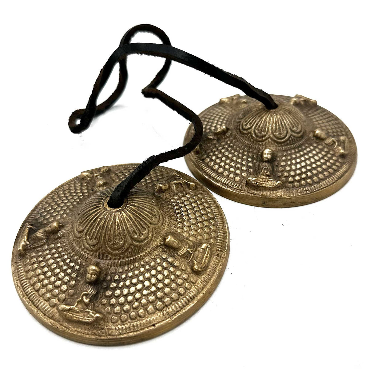 Tingsha tibetana · Cinco budas · 9,5 cm