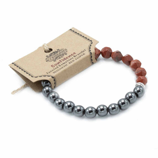 Pulsera de jaspe rojo tallada