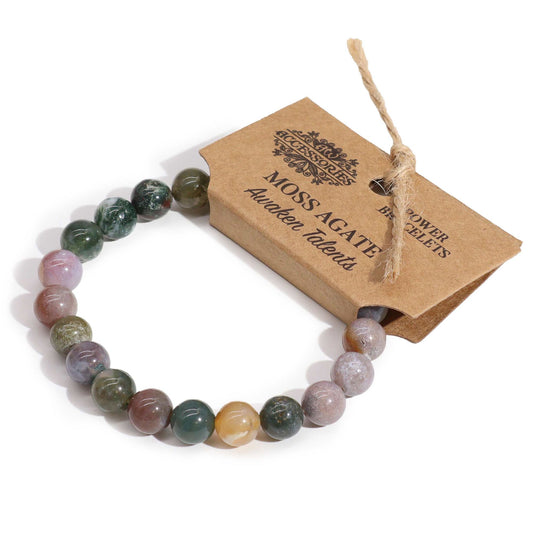 Pulsera de ágata de musgo · Cuentas de 8 mm