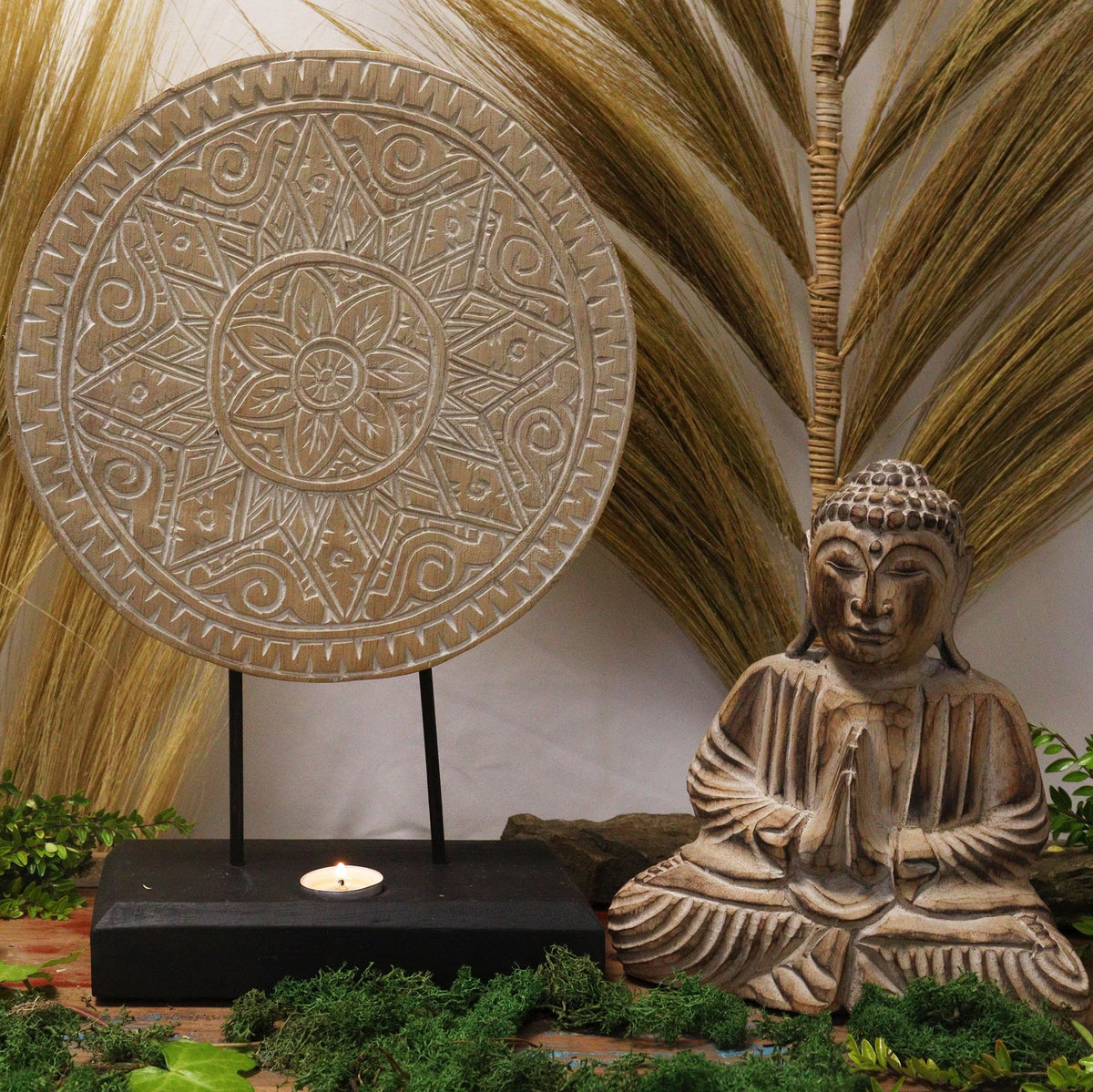 Buda decorativo de madera · Mandala clásico natural