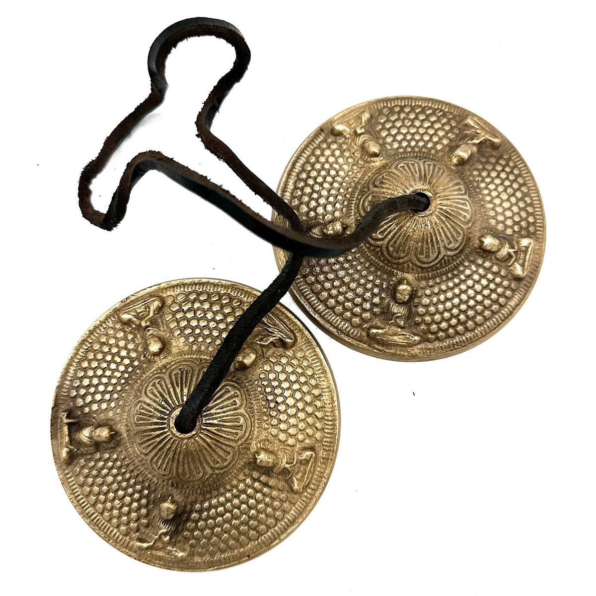 Tingsha tibetana · Cinco budas · 9,5 cm