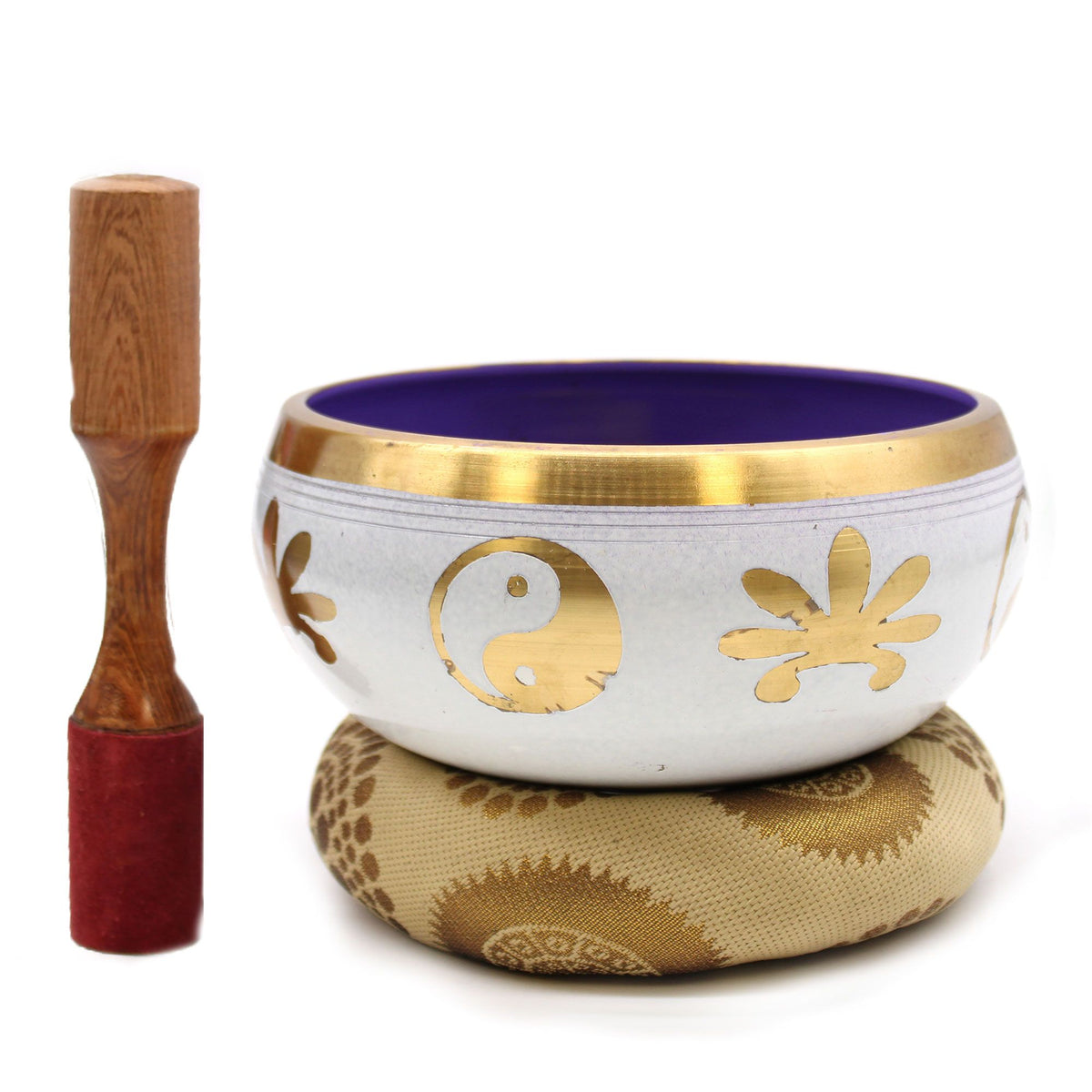 Cuenco tibetano con cojín y maza · Yin yang, 14 cm