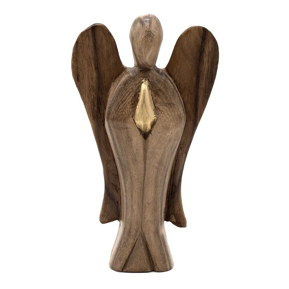 Ángel de madera de suar · Amistad · 15 cm