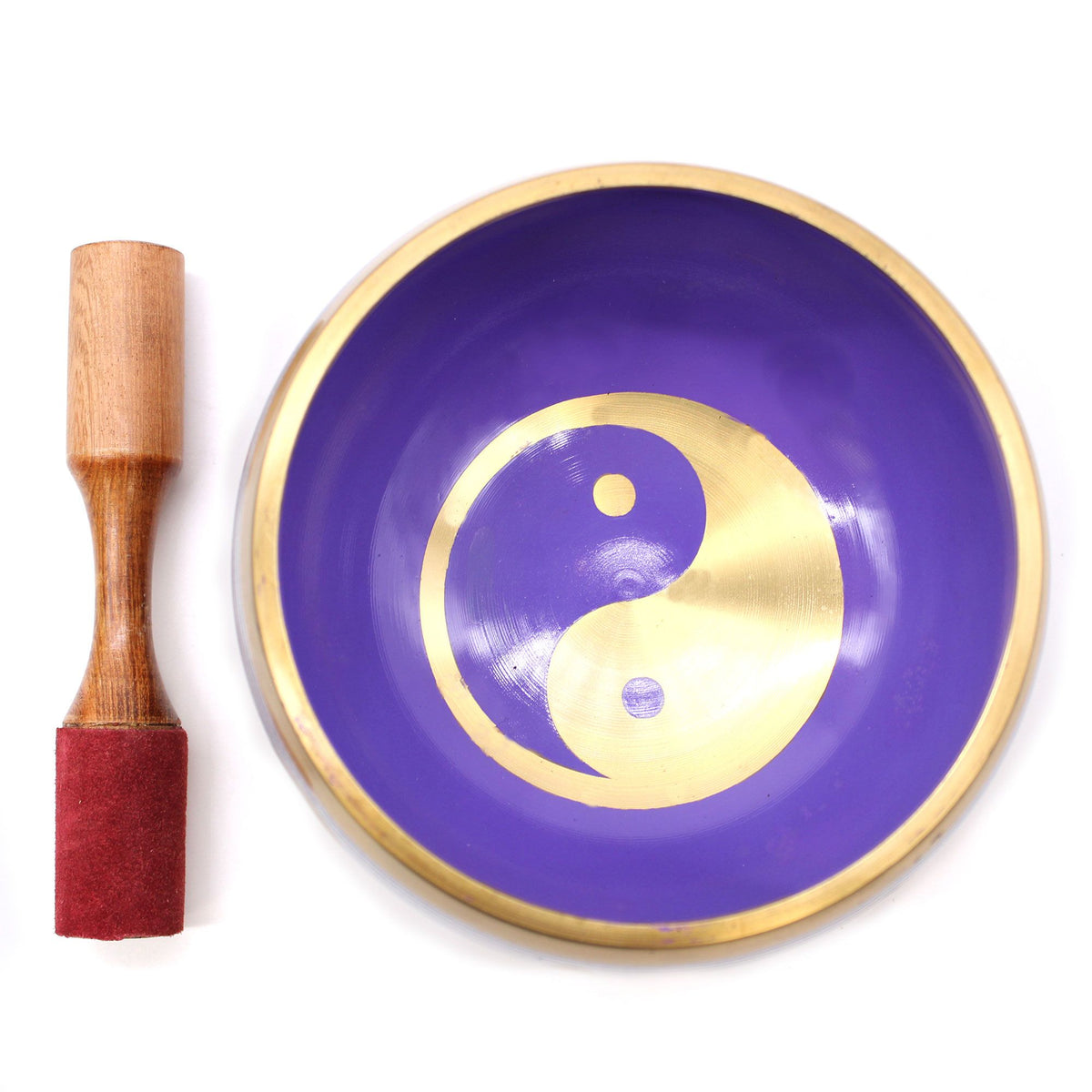 Cuenco tibetano con cojín y maza · Yin yang, 14 cm