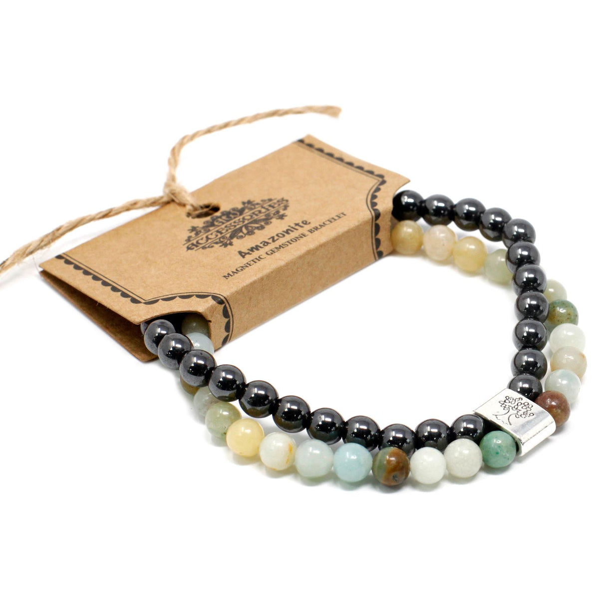Pulsera de amazonita con cuentas magnéticas